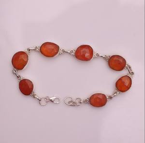 Faceted Carnelian Gemstone <b>Bracelet</b> for Girls 925 <b>Sterling</b> <b>Silver</b> Jewelry Cut Stone <b>Bracelet</b> for Women Designer <b>Bracelet</b> Supply - Product Image 2