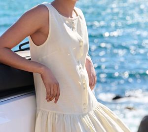 Vestido de Verano de Tela Jersey, Diseño Boho, Transpirable, Mini, con Detalle de Botones Dobles y Falda Escalonada en Línea A, en Oferta - Product Image 3