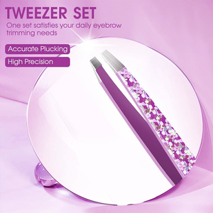 Pinzas para el cuidado de las cejas, pinzas para dar forma a las cejas recubiertas de papel de Color rosa, pinzas para cejas de 3,79 "con estuche de cuero - Product Image 3