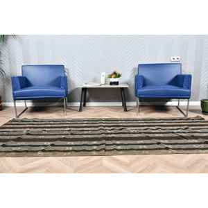 Alfombra Turca Vintage de 3.4x8.5 pies, Alfombra de Pasillo, Alfombra Negra con Diseño de Puntos - Product Image 2