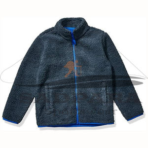 Manteau d'hiver pour hommes, veste polaire de couleur unie avec poches, veste polaire zippée, vestes en polaire Sherpa personnalisées en usine pour hommes - Product Image 3