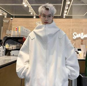 Sudadera con capucha deportiva informal holgada de invierno para hombre de color sólido de alta calidad personalizada, cárdigan pesado, suéter - Product Image 1