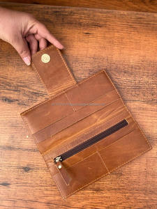 ใหม่กระเป๋าสตางค์หนังแฮนด์เมดแท้แบบใหม่สำหรับผู้หญิงกระเป๋าสตางค์แบบบางกระเป๋าสตางค์หนังสแนปหนังขนสัตว์กระเป๋าสตางค์หนังวัวแท้ - Product Image 6