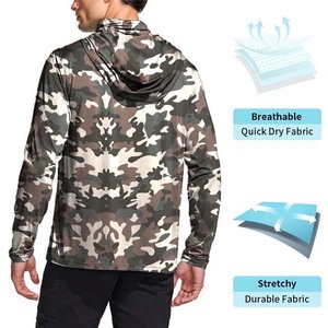 Alta calidad 100% poliéster UPF50 + protector solar UV máscara facial de secado rápido rendimiento de manga larga con capucha camisas de pesca ropa deportiva - Product Image 4