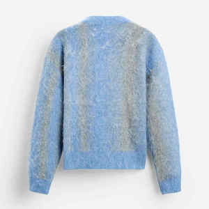 Jersey de invierno de doble botonadura unisex, suéter de mohair de punto cálido a la moda con cuello redondo, algodón transpirable, estilo para hombre - Product Image 2