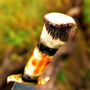 มีดโบวี่เหล็กดามัสกัสแฮนด์เมดคุณภาพสูงด้ามจับฮอร์นแบบคลาสสิกล่าสัตว์กลางแจ้งออกแบบได้ตามต้องการ - Product Image 3