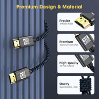 Câble HDMI 8K HDMI 2.1 Ultra numérique HD UHD tressé 8K60Hz 4K120Hz 2K144Hz pour ordinateur portable, PS4, téléviseur, projecteurs, moniteur