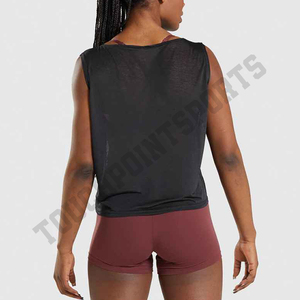 Camisetas sin mangas de algodón para mujer, Top corto sin mangas Sexy de punto - Product Image 3