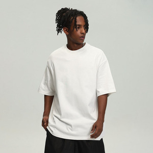 Camisetas con logotipo personalizado, Camiseta ajustada de algodón para hombre, ropa de calle, Camiseta de cuello redondo de gran tamaño Boxy Heavyweight 300Gsm para hombre - Product Image 2