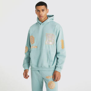 Conjunto de pantalones de chándal y Sudadera con capucha de gran tamaño con estampado personalizado Premium para hombre, chándal informal con hombros caídos, moda transpirable - Product Image 3