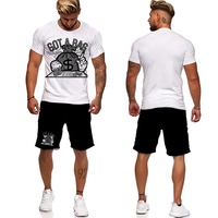 Ensemble survêtement 2 pièces personnalisé pour homme, t-shirt et short décontractés, séchage rapide, polyester/coton, couleur unie, vente en gros