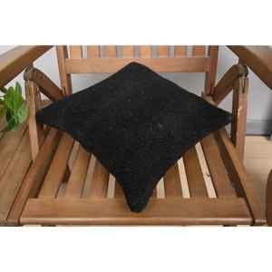 Almohada de lana Kilim Vintage a rayas sutiles, cojín decorativo de lujo de 14x14 pulgadas para sofá tejido con patrón esponjoso y hojas - Product Image 4