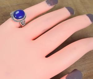 แหวนโบฮีเมียนสีเงินแท้ลายลาพิสแล925เซเบเมียนทำมือดีไซน์เนอร์พลอยปลอมเหมาะสำหรับวันเกิดคริสเตียน - Product Image 4