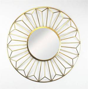 Maquillaje personalizado Deco pequeño espejo de pared hogar Baño madera latón diseño suministro de fábrica acento de pared - Product Image 6