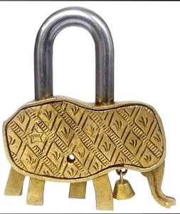 กุญแจล็อครักษาความปลอดภัยรูปช้างทองเหลืองโบราณทำด้วยมือกุญแจแบบเก่าพร้อมกุญแจนิรภัย2ดอกตัวเลือกของขวัญพิเศษสำหรับบ้านสำนักงาน - Product Image 2