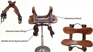 Sillín de mula de burro hecho a mano de cuero teñido de tambor de búfalo y madera de sheesham Disfrute de una comodidad y soporte incomparables ergonómicos - Product Image 6
