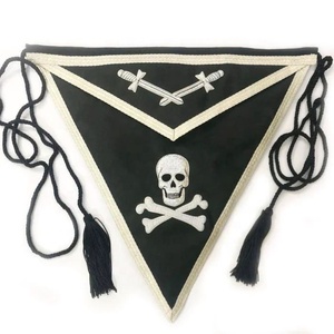 Delantal Masónico de la Compañía de los Caballeros Templarios - Bordado de Hilo Plateado, Diseño Cuadrado Personalizado de Lujo Ecológico - Product Image 1
