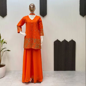 TOP DE DISEÑADOR CON BORDADO DE SECUENCIA TRABAJO CON PLAZZO Y DUPATTA - Product Image 1