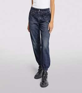 Pantalon en jean imprimé personnalisé pour femmes avec fermeture à bouton Taille moyenne devant plat Relax Fit-Poches extérieures bleues pour l'hiver - Product Image 4