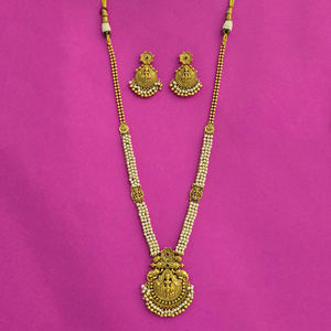 สร้อยคอแฟชั่นยาวโบราณพร้อมเคลือบทองด้านขายส่งจากอินเดียเครื่องประดับเทียม - Product Image 4