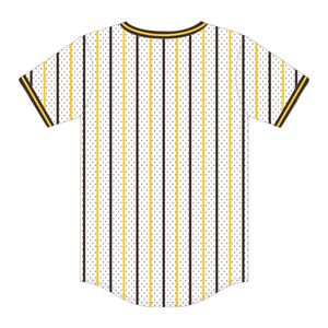 Iota Phi Theta White Pinstripe Pullover Jersey de béisbol 100% Poliéster Malla Fraternidad Camiseta con apliques bordados Logos - Product Image 3
