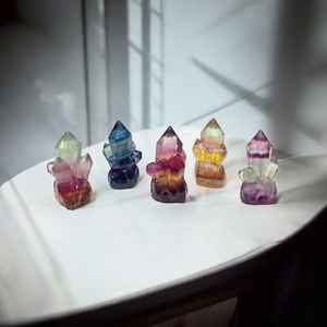 หินอาเกตธรรมชาติลูกอมฟลูออไรต์เนื้อคู่และคริสตัลคลัสเตอร์สำหรับครอบครัวกลุ่มการรักษาขัดเงาสูง - Product Image 2