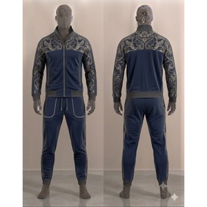 Conjunto Deportivo a Cuadros Verde para Hombre, Chaqueta con Cierre Completo, Pantalones Deportivos con Estampado Geométrico, Estilo Casual Otoñal, Marca Privada OEM - Product Image 3