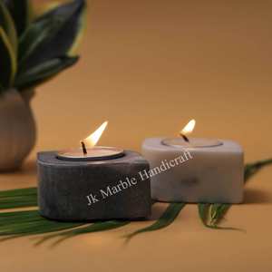 Luxury Natural Marble <b>T</b>-<b>light</b> Short Candlestick Unique Design in Vivid Colors for Home Office Table Decor for Diwali Festivities - Product Image 3