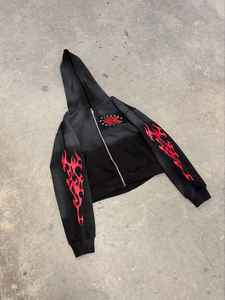 Ropa de hombre con diamantes de imitación de peso pesado, ropa de calle, Sudadera con capucha de lavado ácido de Hip Hop para hombres, fabricante personalizado, sudaderas con capucha de algodón con cremallera - Product Image 3