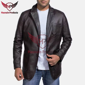 Manteau de moto à capuche en cuir décontracté de qualité supérieure pour hommes fabriqué à partir de cuir d'agneau véritable 100% - Product Image 2