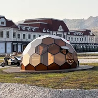 Dôme géodésique en verre pour camping, tente de glamping en bois de nid d'abeille, en aluminium, 6 m, 8 m, 10 m, pour complexe hôtelier