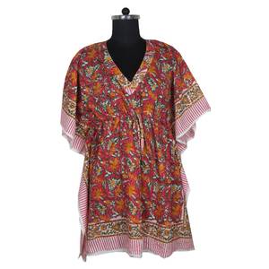 Bloc imprimé sans manches Maxi coton indien Maxi robes pour femmes KFCS112 coton été Maxi robe 100% organique porter concepteur - Product Image 6