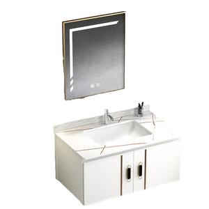 Mueble de Baño Moderno Todo en Uno, Montado en la Pared, con Acabado Lacado, Lavabo de Cerámica, Impermeable, para Espacios Pequeños - Product Image 1