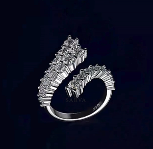 Bague en diamant mignon de luxe en or rose 14 carats taille émeraude Design personnalisé Bague de fiançailles en argent sterling 925 VVS qualité réelle - Product Image 4