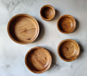 Set of 5 Hand Carved Acacia Wood Bowls for Decorative Use for Wood Crafts Wooden Boxes <b>Wall</b> <b>Signs</b> - Product Image 4
