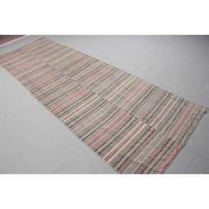Alfombra Turca Kilim de 3,4x10,4 pies (105x318 cm), Alfombra Vintage Gris con Puntos - Product Image 2