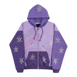 เสื้อฮู้ดซิปผู้ชายประดับเพชรเทียม สำหรับฤดูหนาว บริการ OEM ผ้าฝ้าย 100% ดีไซน์สั่งทำได้ แห้งเร็ว ระบายอากาศดี ขายดีที่สุดออนไลน์ - Product Image 1