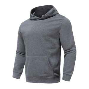 Sweat à capuche pour homme en molleton 100% de haute qualité, respirant, avec poche, design brodé uni, 380g, tricoté à l'écran, idéal pour l'automne - Product Image 1