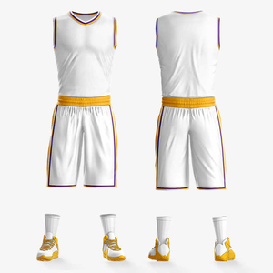 Uniforme de basket-ball pour hommes avec logo personnalisé, ensemble de 10 kits d'impression par transfert thermique en nylon/cachemire - Product Image 6