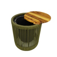 Tables d'extérieur modernes et élégantes en bois d'acacia massif naturel avec corde tressée, design Miramar, toutes saisons, pour hôtels