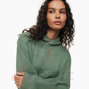 Pull à capuche style rue personnalisé pour femmes épaule tombante surdimensionné sans cordon brodé Logo 3D respirant léger - Product Image 2