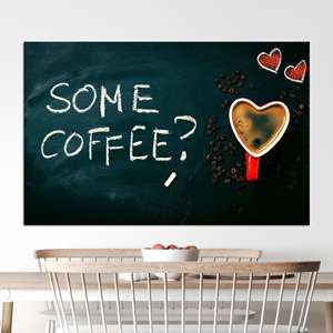 Art sur toile imprimé moderne : Tableau mural Cœur pour la cuisine et la décoration de café, TOILE ENVELOPPÉE - Product Image 1