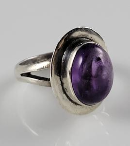 Anillo Hippie bohemio de Plata de Ley 925 con piedra de amatista natural, Diamante de corte ovalado de piedra púrpura grande para mujeres para fiestas - Product Image 2