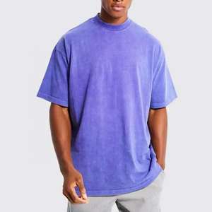 Acid เสื้อยืดผู้ชายไซส์ใหญ่พิเศษสีมิเนอรัลซักเสื้อยืดวินเทจใส่สบายมากสำหรับผู้ชายสไตล์ซักกรด - Product Image 1