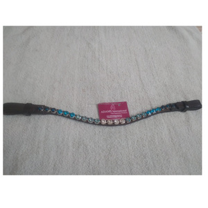 Banda de cejas de caballo de calidad superior de cuero genuino ecuestre de alta calidad con cristales multicolores | bridas de caballo baratas - Product Image 1