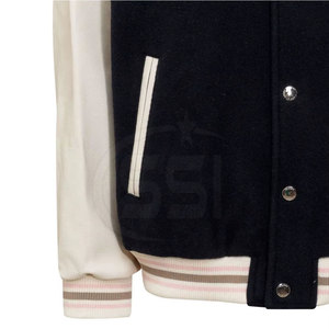 Blouson universitaire noir à col montant, coupe droite, style décontracté, fermeture boutonnée simple, respirant, séchage rapide, idéal pour l'hiver - Product Image 5