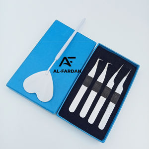 แหนบขนตาปลอมทำจากสเตนเลสปลายแหลมสูงแบบญี่ปุ่นรองเท้าบูททรงตรง90องศาพร้อมที่จับกระจกรูปหัวใจด้านสีขาว - Product Image 1