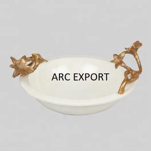 Cuencos de latón de estilo moderno para servir cucharas, cuencos de lujo, color blanco - Product Image 4