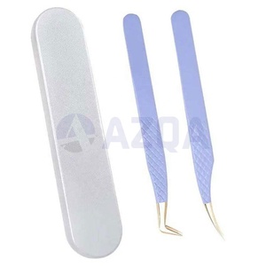 2 Pinzas de Acero Inoxidable Duraderas con Recubrimiento Gris para Extensión de Pestañas, Agarre Perfecto para Pestañas Postizas, Herramientas de Maquillaje - Product Image 4