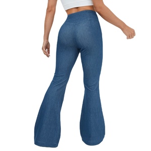 High Quality Women Blue <b>Flare</b> Jeans Stretchable Denim Bootcut Trousers Slim Fit Bell Bottom Pants For Casual Daily Office Wear - Product Image 4